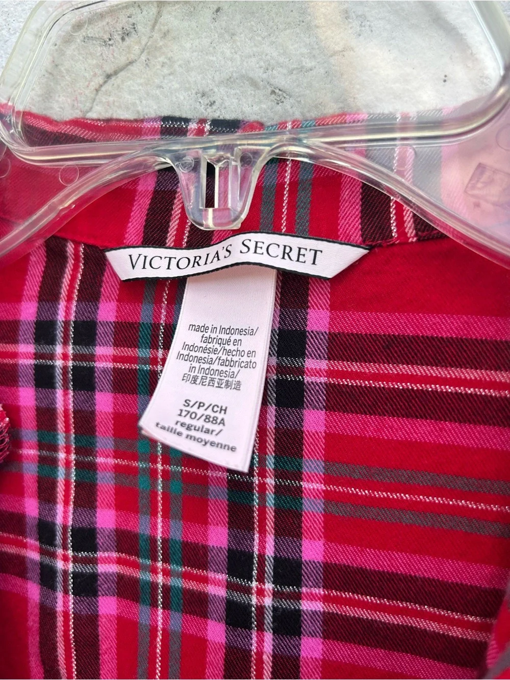 Victorias Secret Pajama Set Size S Red Pink Plaid Lightweught Cotton Holiday